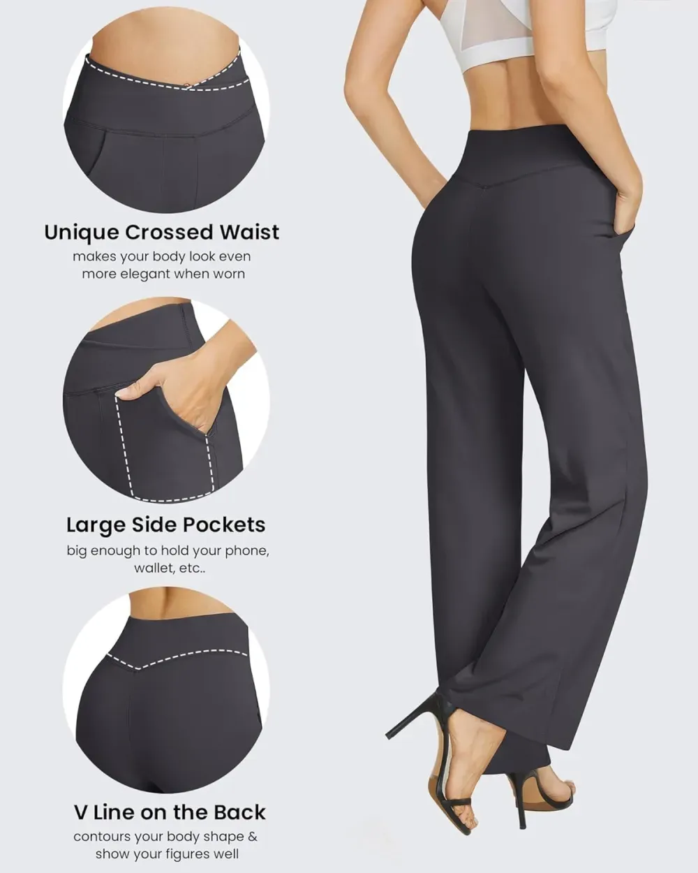 G4Free Wide Leg Pants for Women Loose Yoga Pants with Pockets Petite/Regular/Tall Stretch Casual Lounge Pants