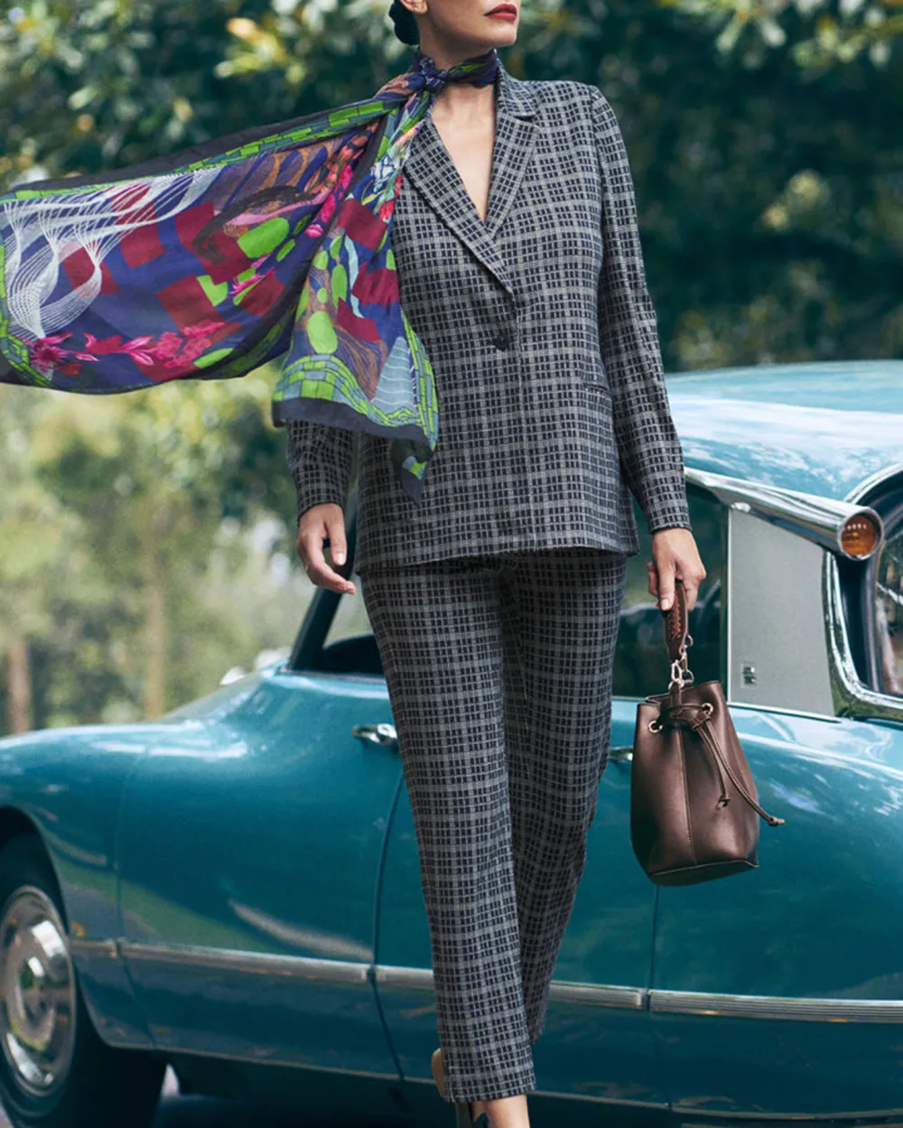 Checkered Single Breasted Blazer