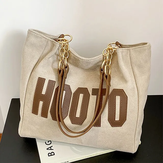 Women's Tote Shoulder Bag Bucket Bag PU Leather Outdoor Daily Holiday Zipper Large Capacity Lightweight Durable Solid Color Letter dark brown Black Brown