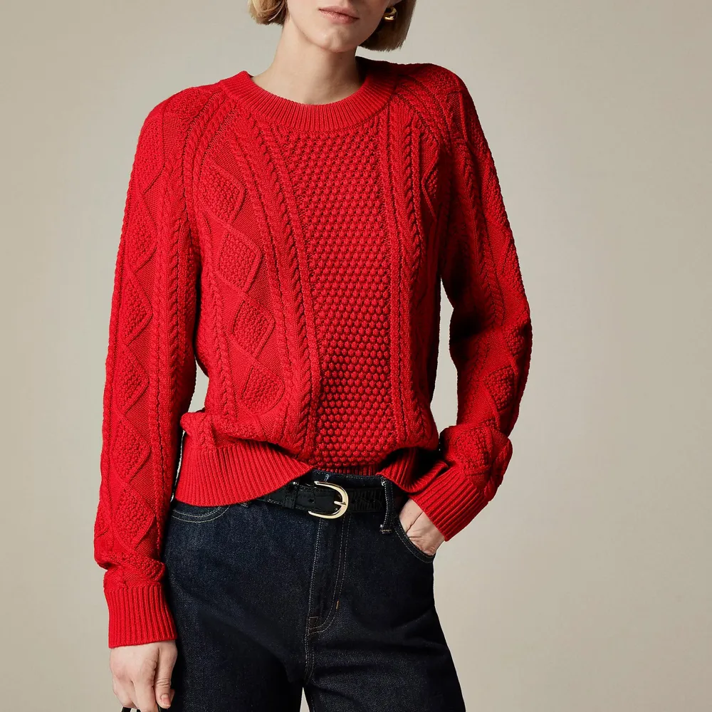 Cotton Cable-Knit Crewneck Sweaters