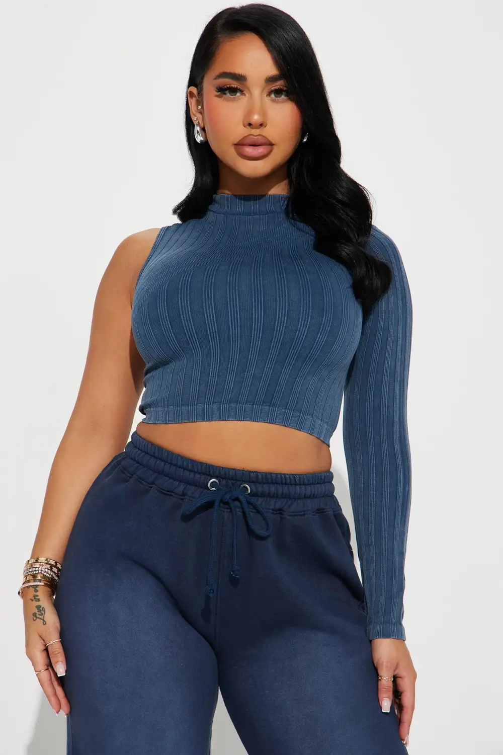 Gina Washed One Shoulder Top - Blue