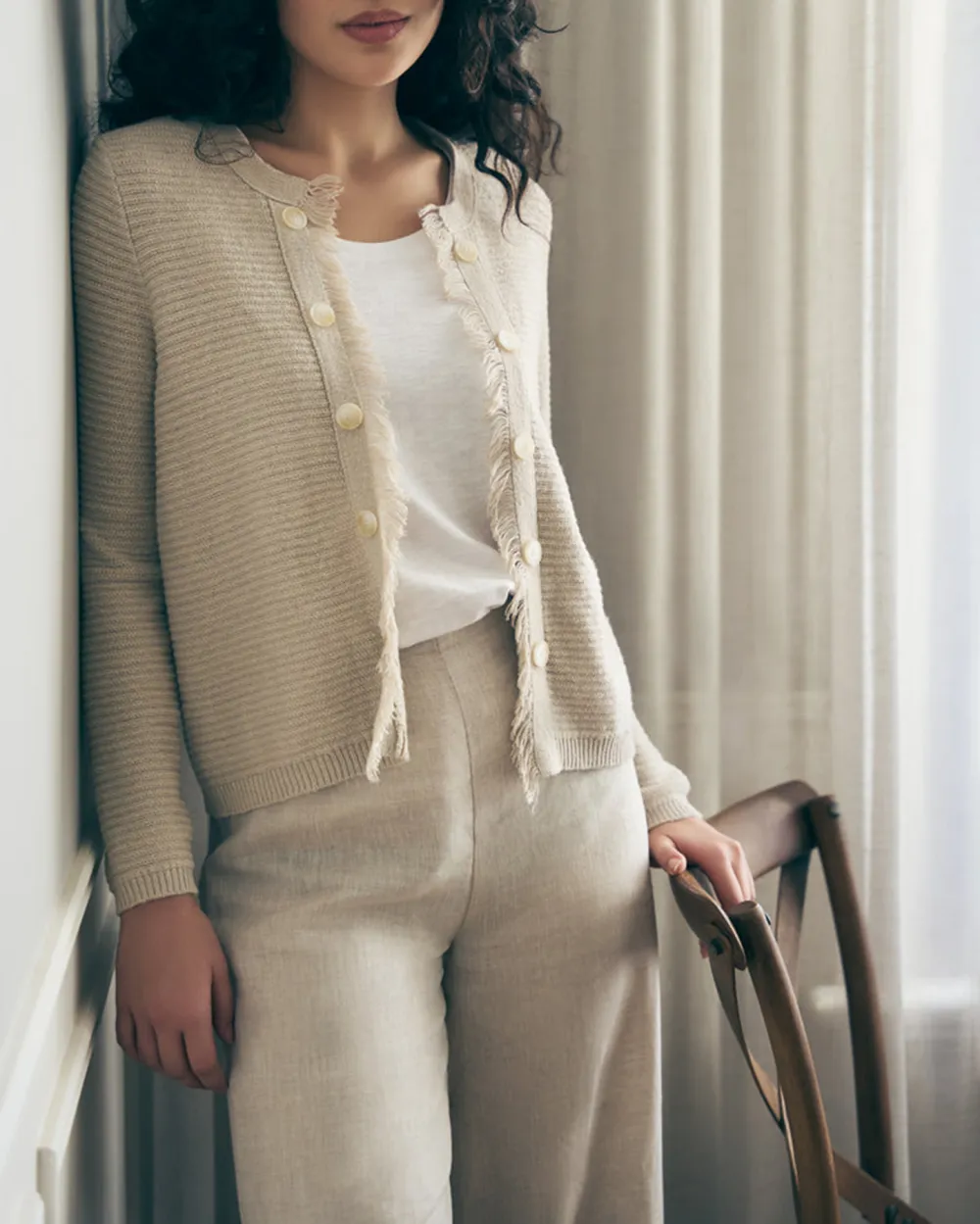 Fringe Linen Cardigan