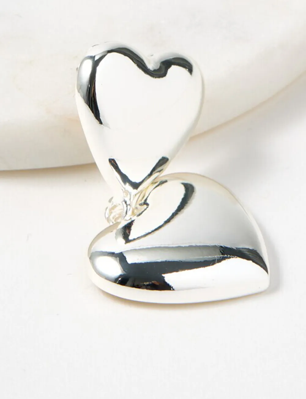 Cute And Energetic Heart-Shaped Silver Earrings