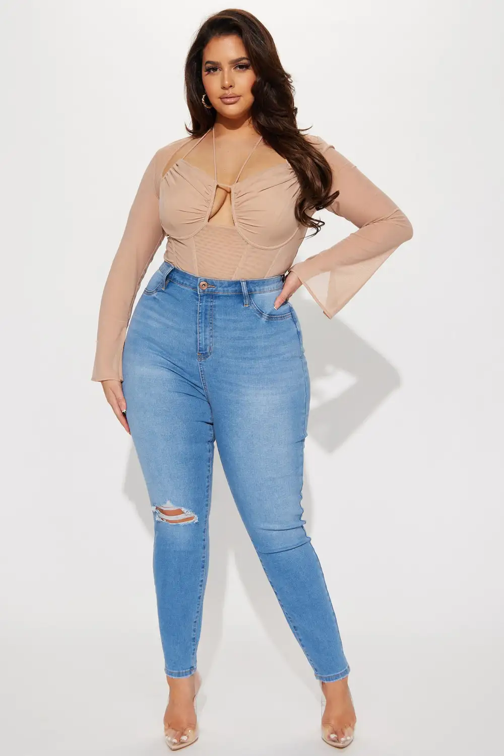 Melanie Mesh Corset Top - Nude