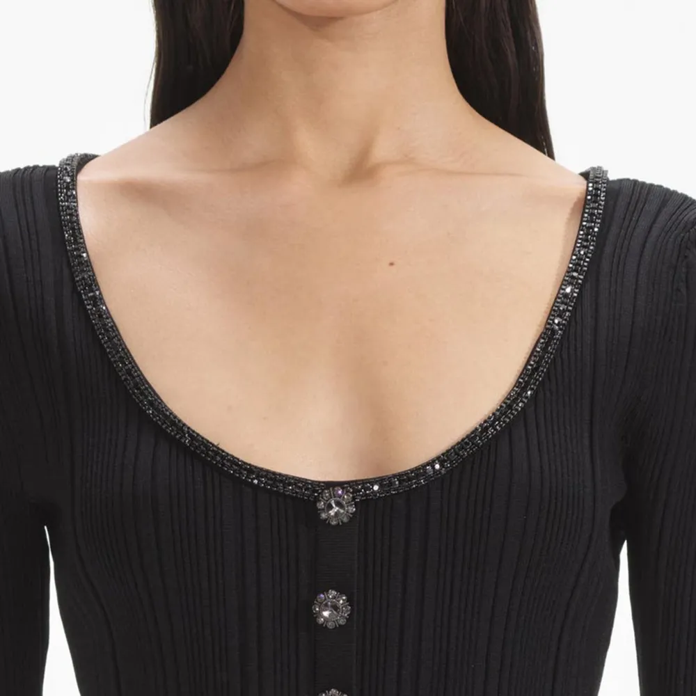 Black Embellished Knit Top