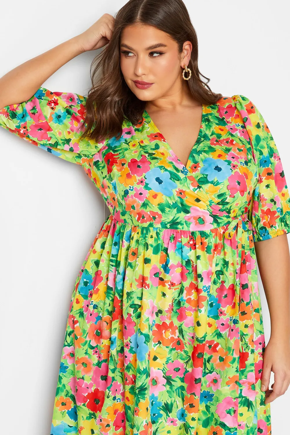 YOURS Curve Green Floral Midaxi Dress