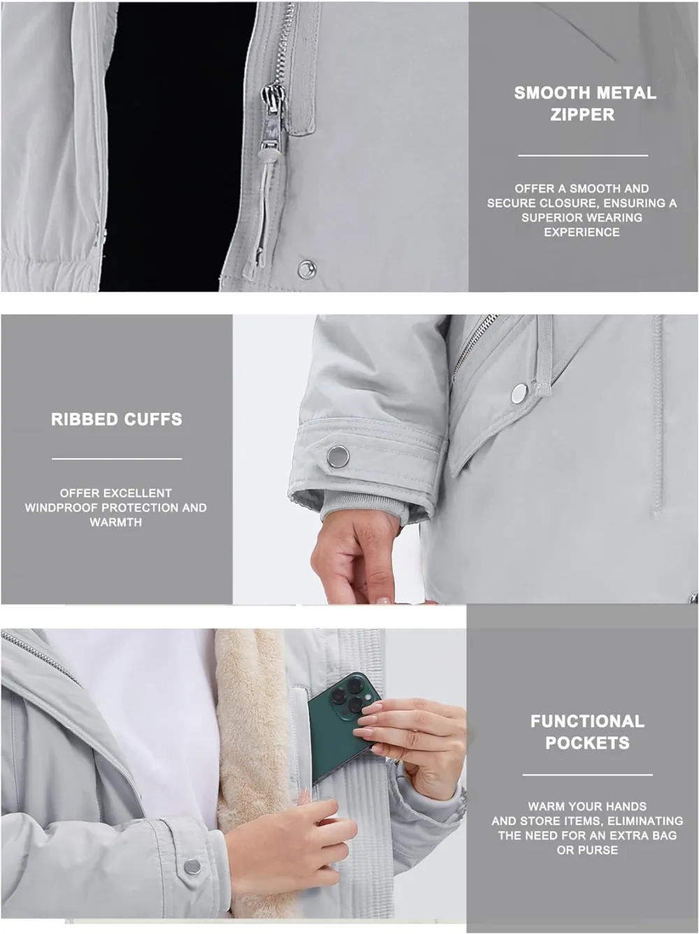 Women's Winter Coats Fleece Lined Parka Jacket Hooded Long Winter Warm Parka Coat with Pockets