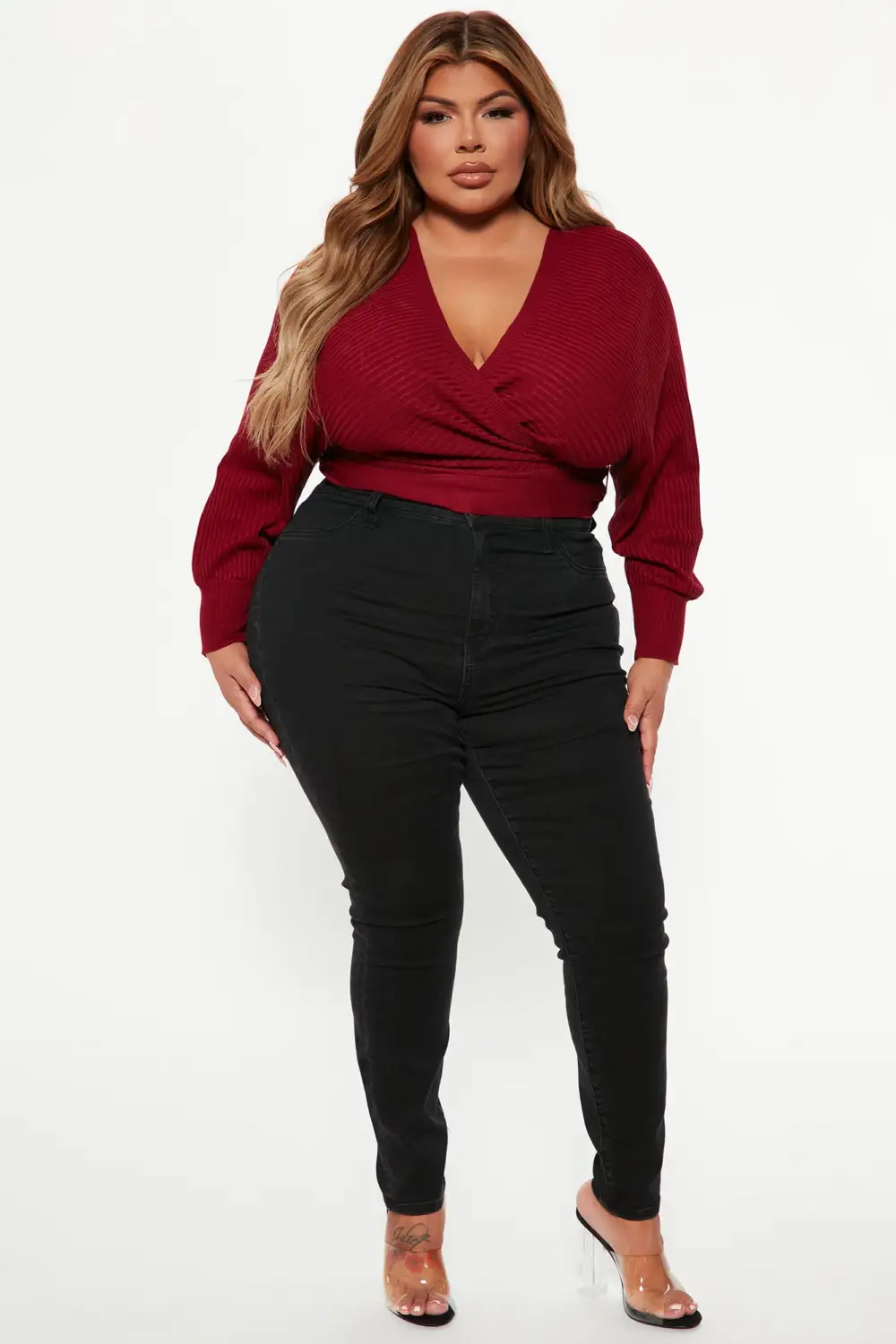 Warmest Occasion Wrap Sweater - Burgundy