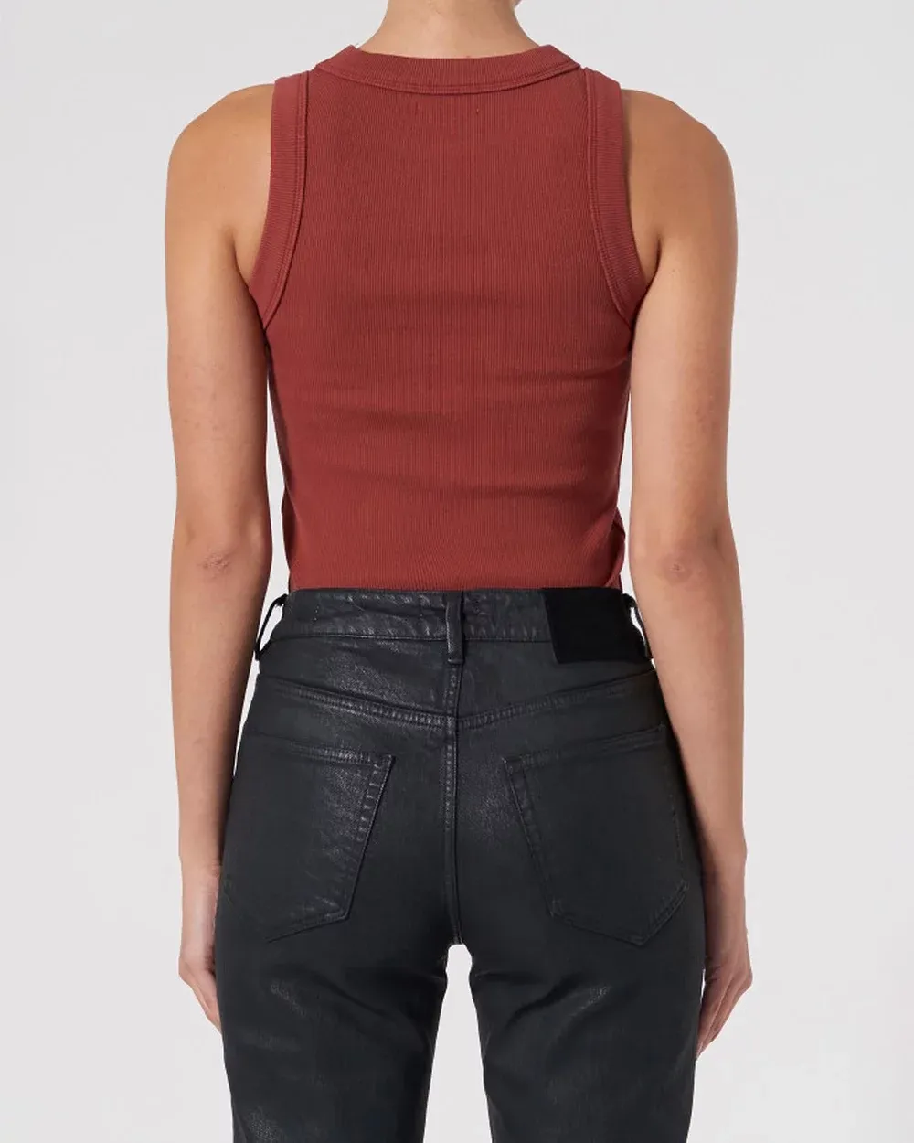 Plain white round neck striped vest