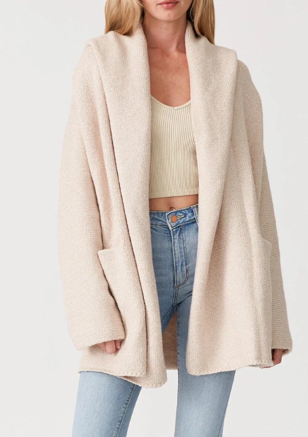 Open Front Drop Shoulder Coat