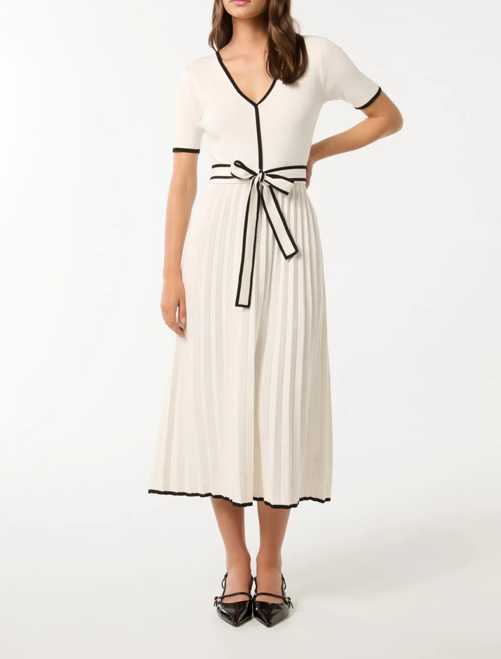 Tipped A Line Midi Dress