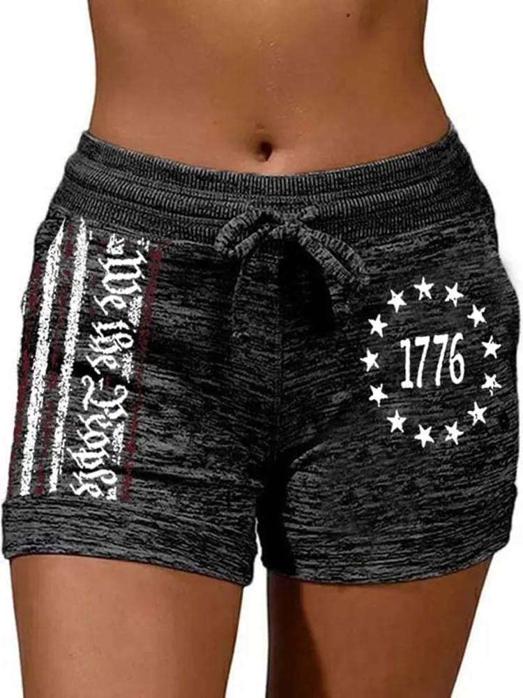 Women'S Trousers, Flag-Printed Casual Straight-Leg Pants And Shorts