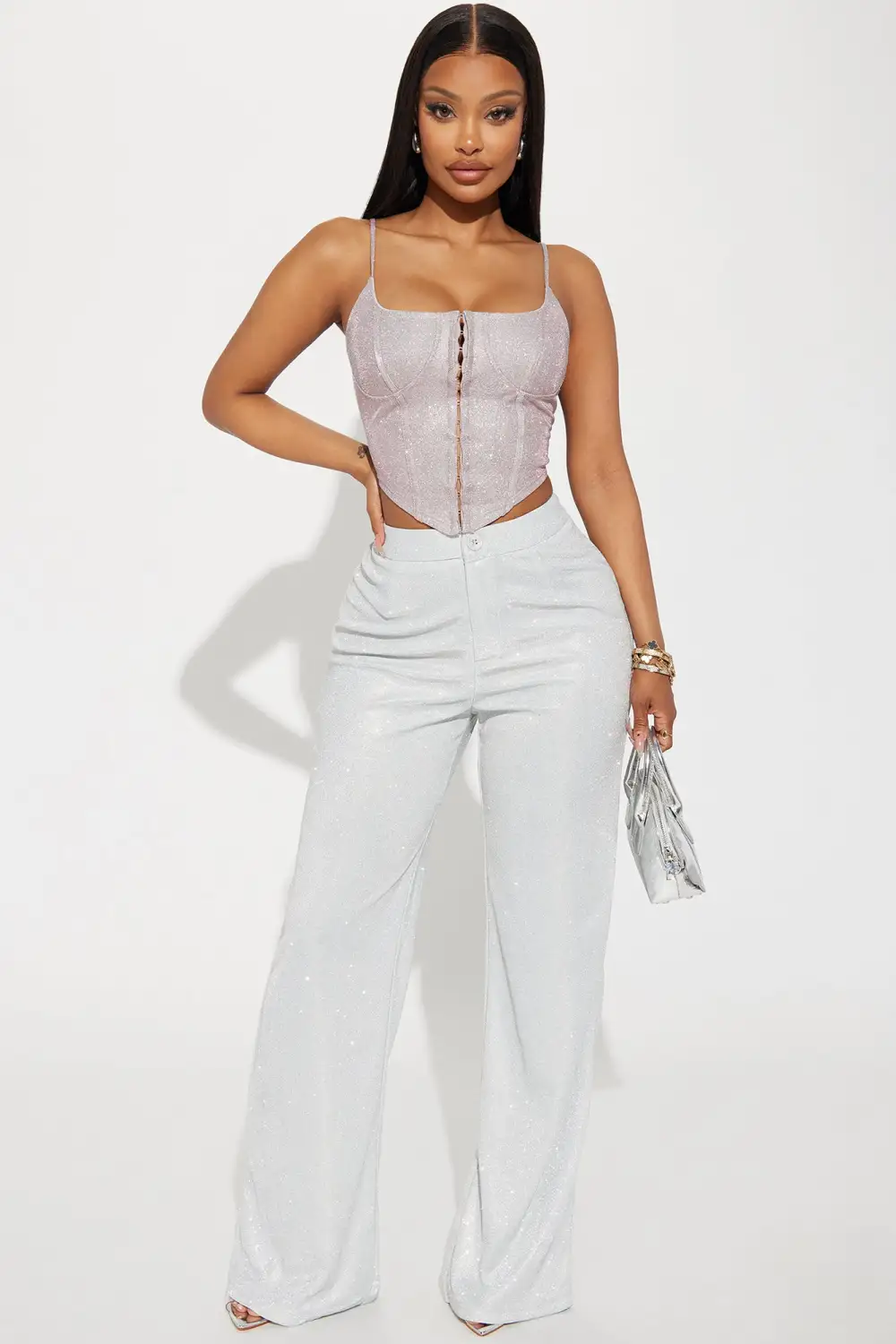 Party Never Stops Metallic Corset - Blush