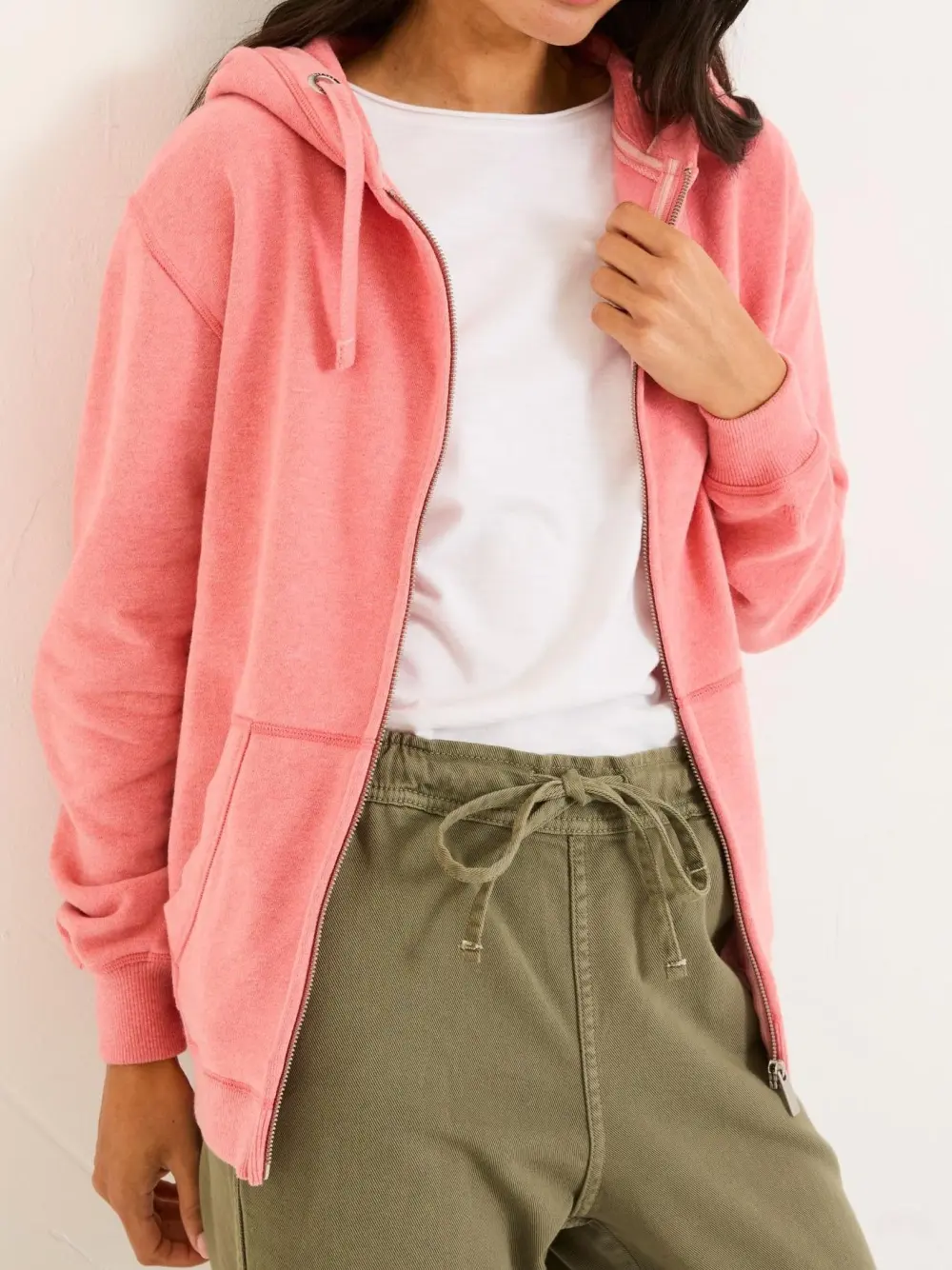 Blush Pink Zip Through Hoodie