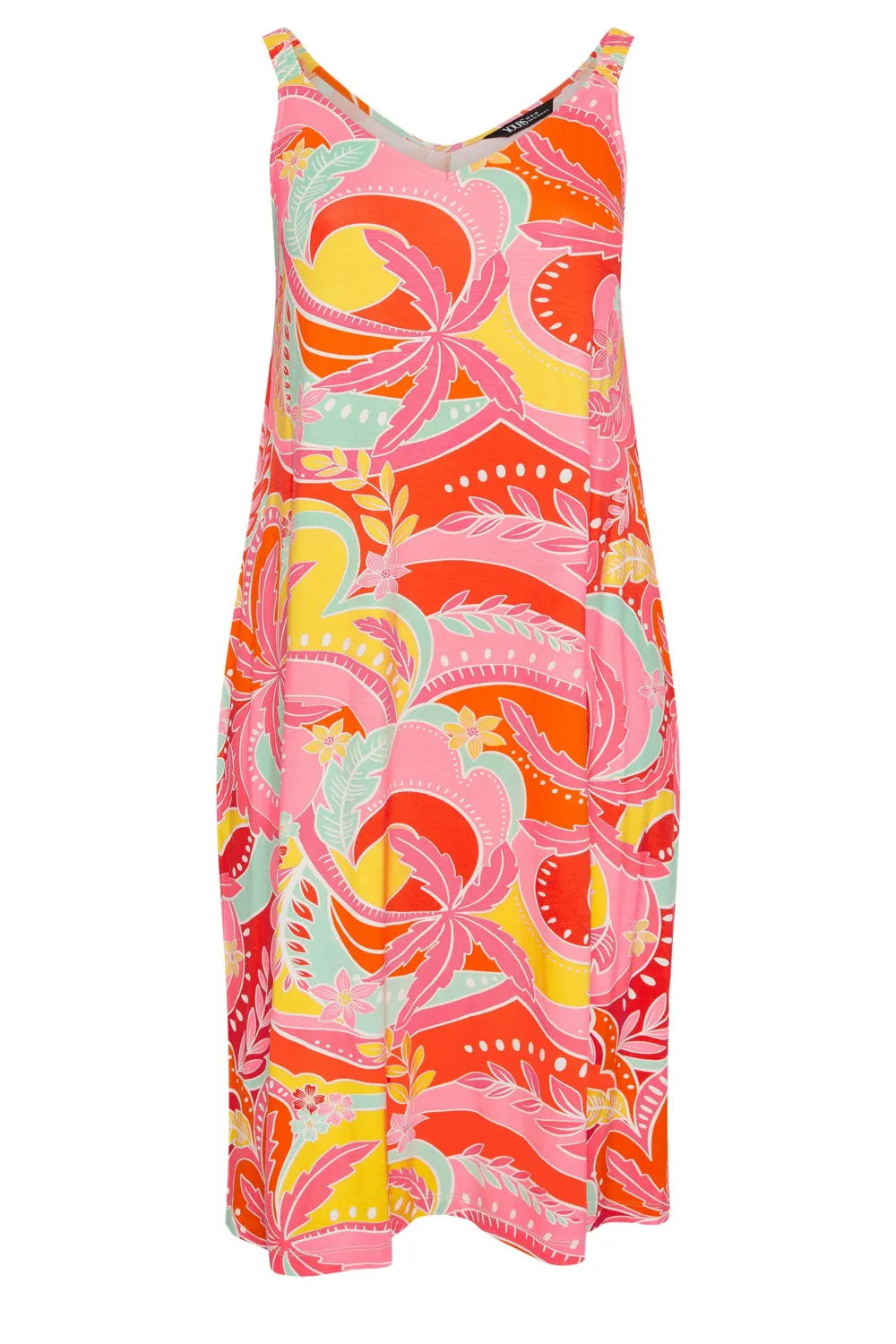 YOURS Curve Pink Retro Tropical Print Beach Dress