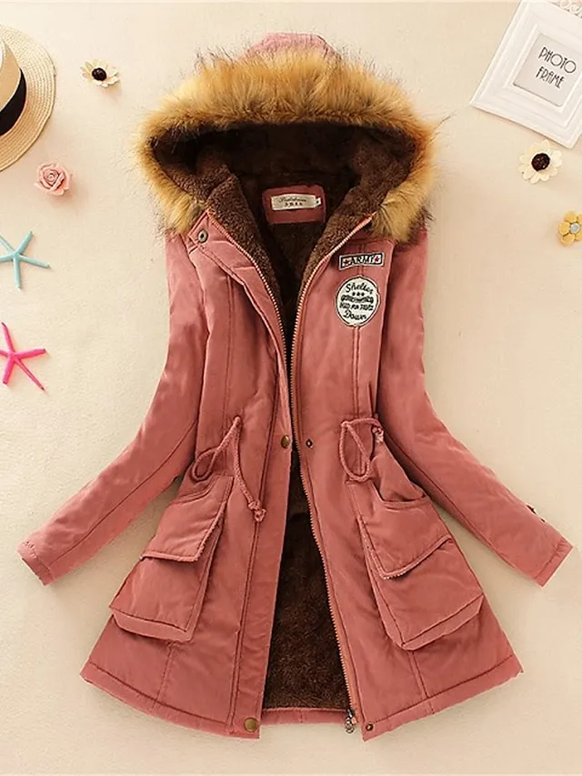Women's Winter Coat Fleece Lined Parka Thermal Warm Windproof Puffer Jacket with Pocket Hooded Heated Jacket Fall Outerwear Drawstring Outdoor Street Fashion Casual Outerwear