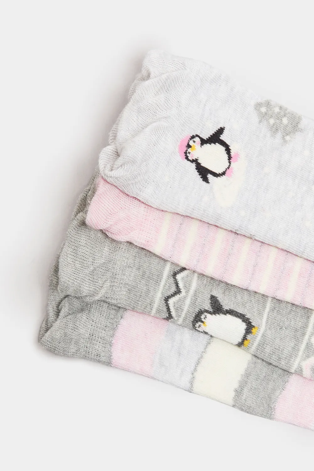 4 PACK Blue & Grey Novelty Penguin Print Ankle Socks