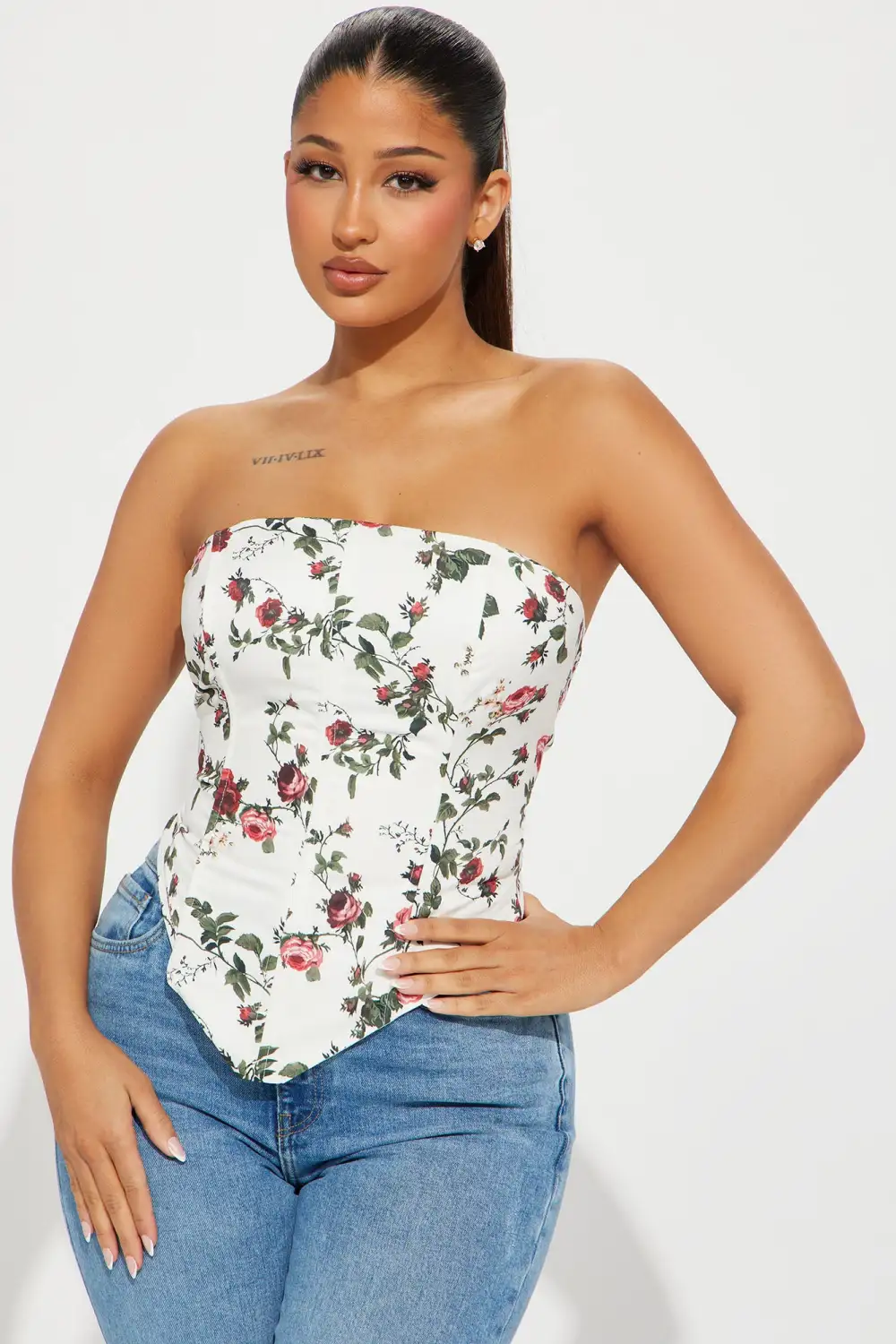 Rosey Days Corset Top - White/combo