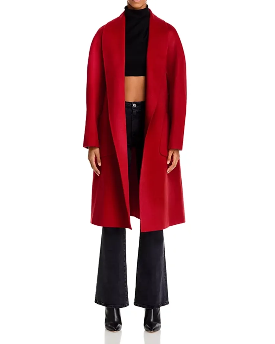 Shawl Collar Long Sleeves Multicolor Coat