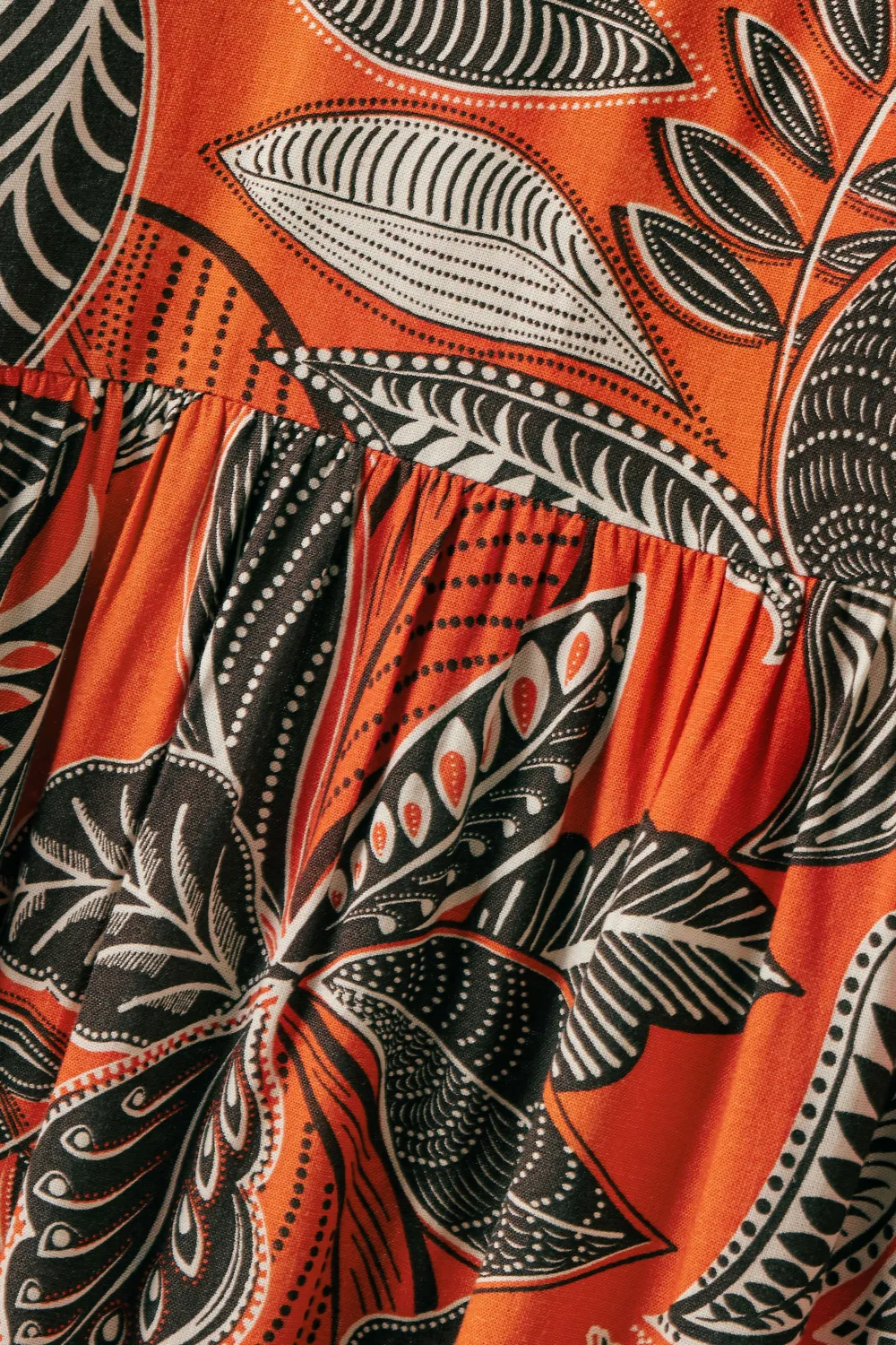 EVANS Curve Rust Orange Leaf Print Linen Midi Dress