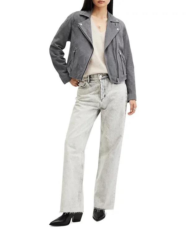 Grey Long Sleeves Biker Jacket