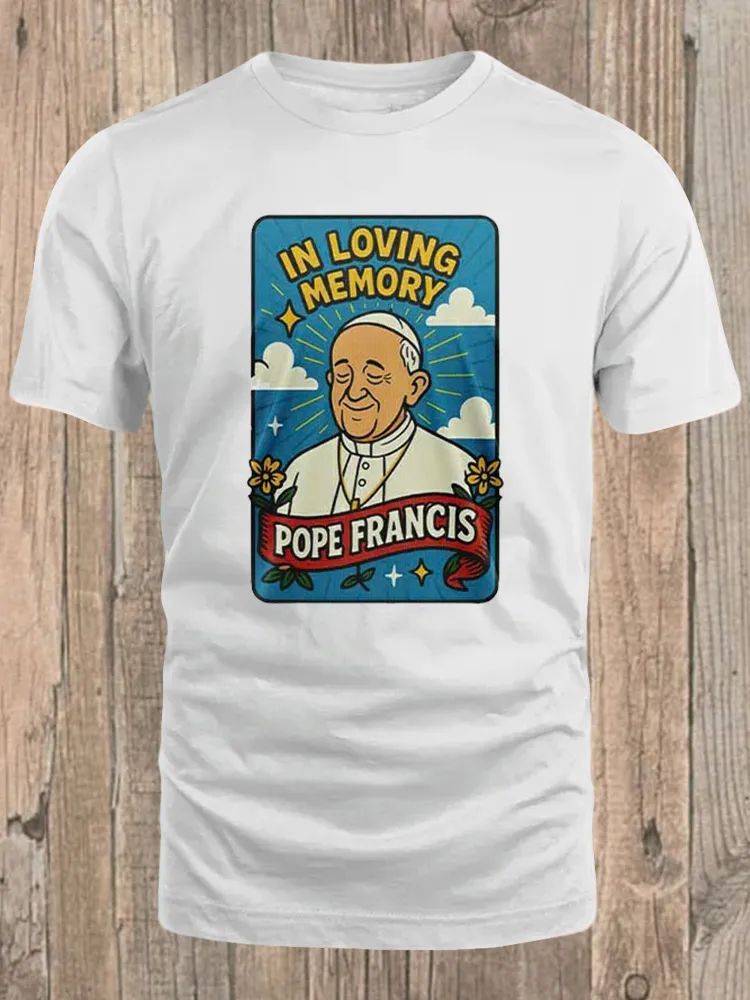 Men's In Loving Memory Print Short Sleeve Round Neck Cotton T-Shirt