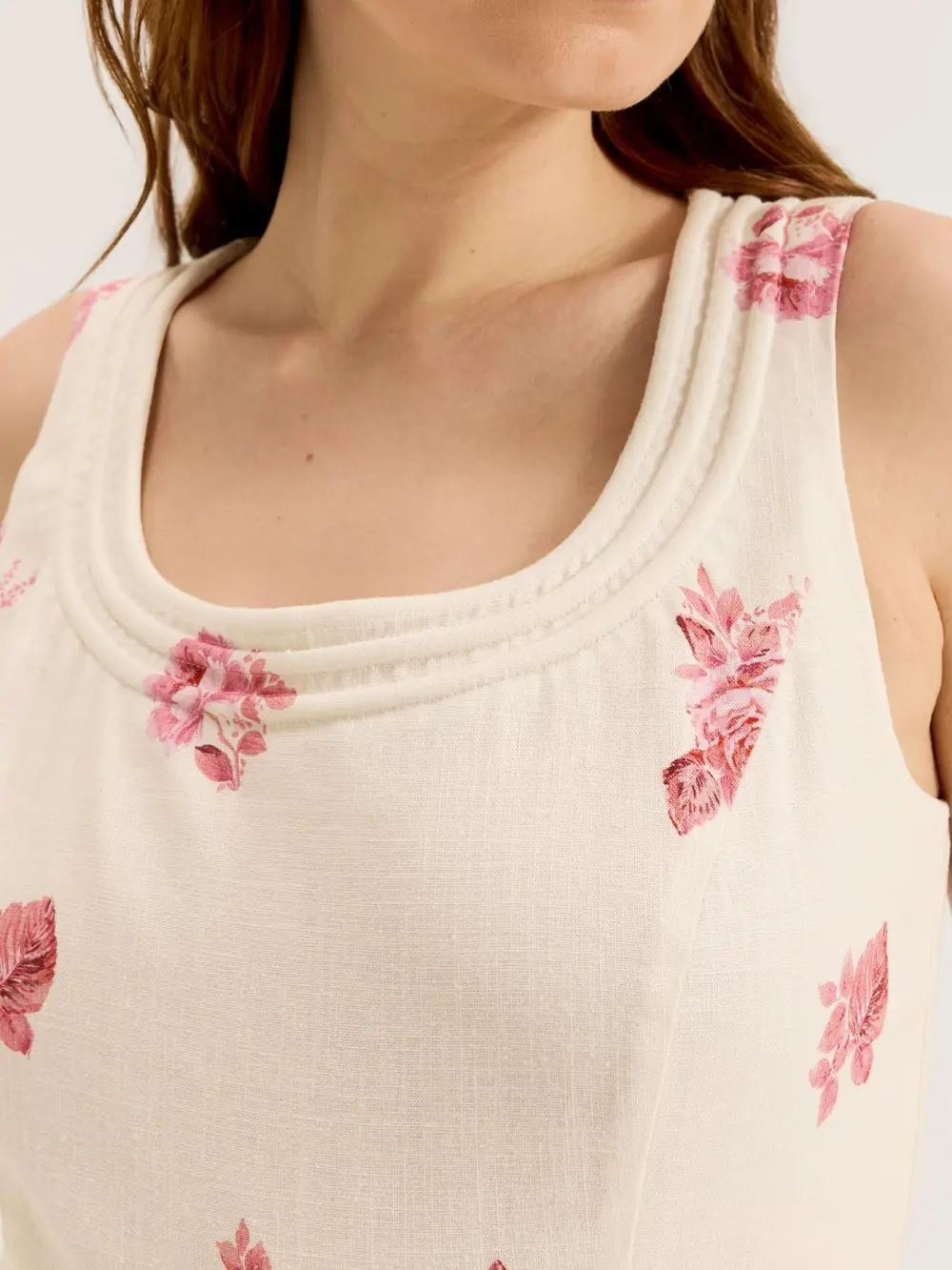 Scoop Neck Floral Sleeveless Midi Dresses