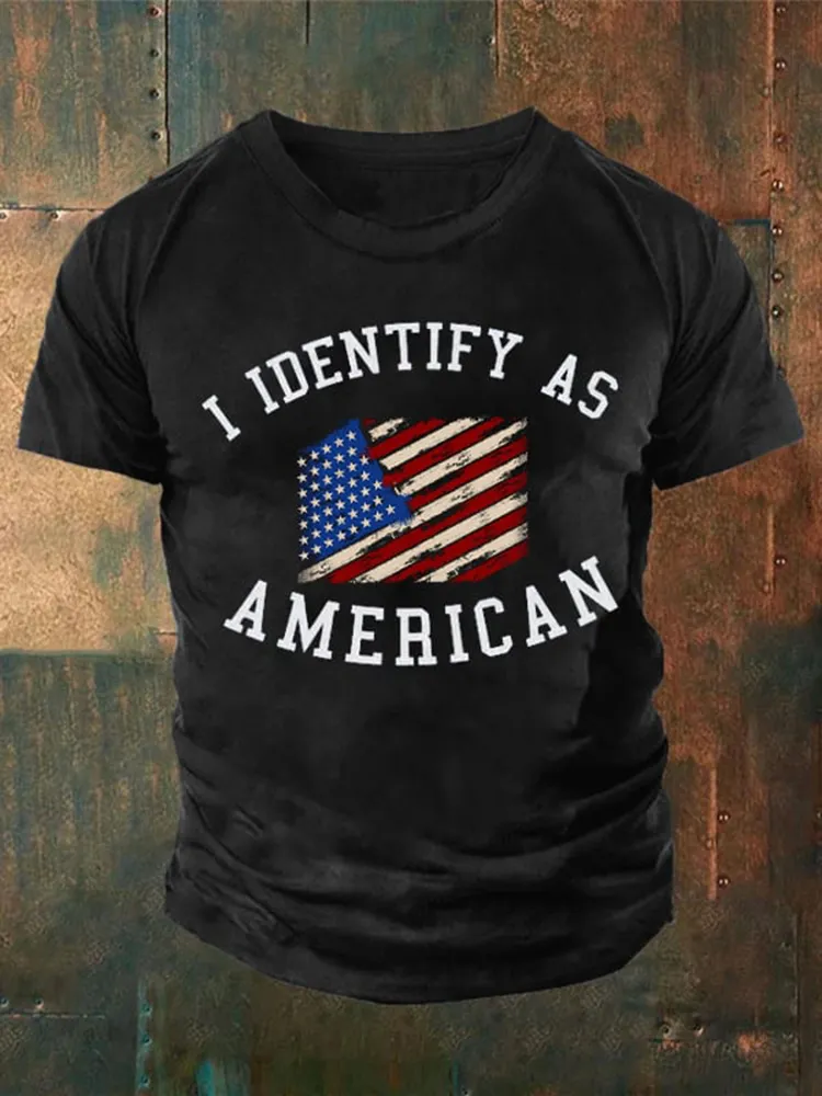 Men'S Short-Sleeved T-Shirt With I Identify As An American Prints