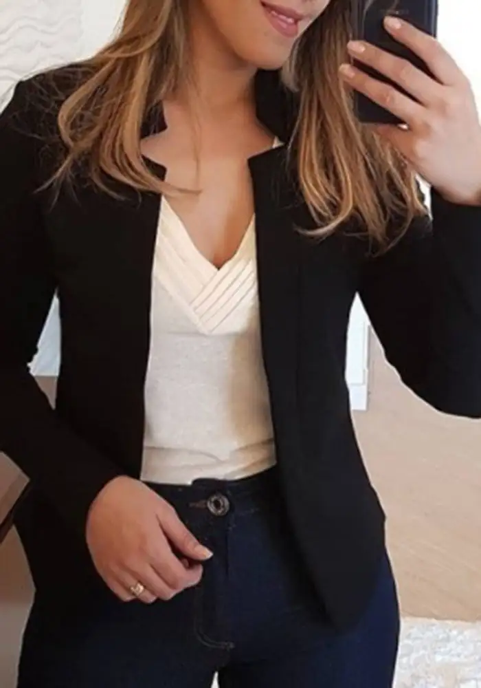 Solid Split Joint Cardigan Collar Outerwear