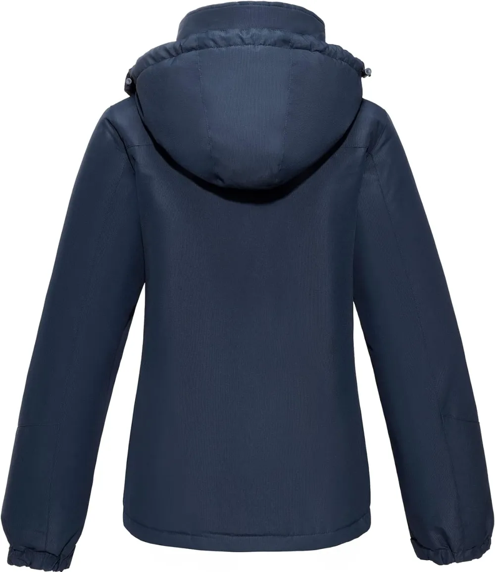 Women's Waterproof Mountain Ski Snow Jacket with Fleece Outdoor Windproof Raincoat Hooded for Fall and Winter