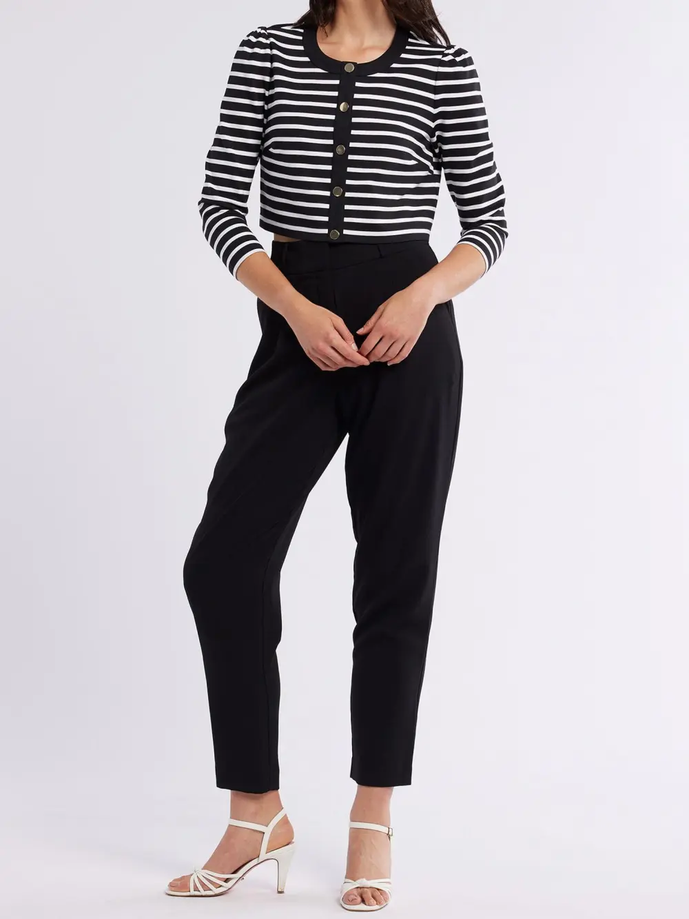 Striped 3/4 Length Sleeves Jackets