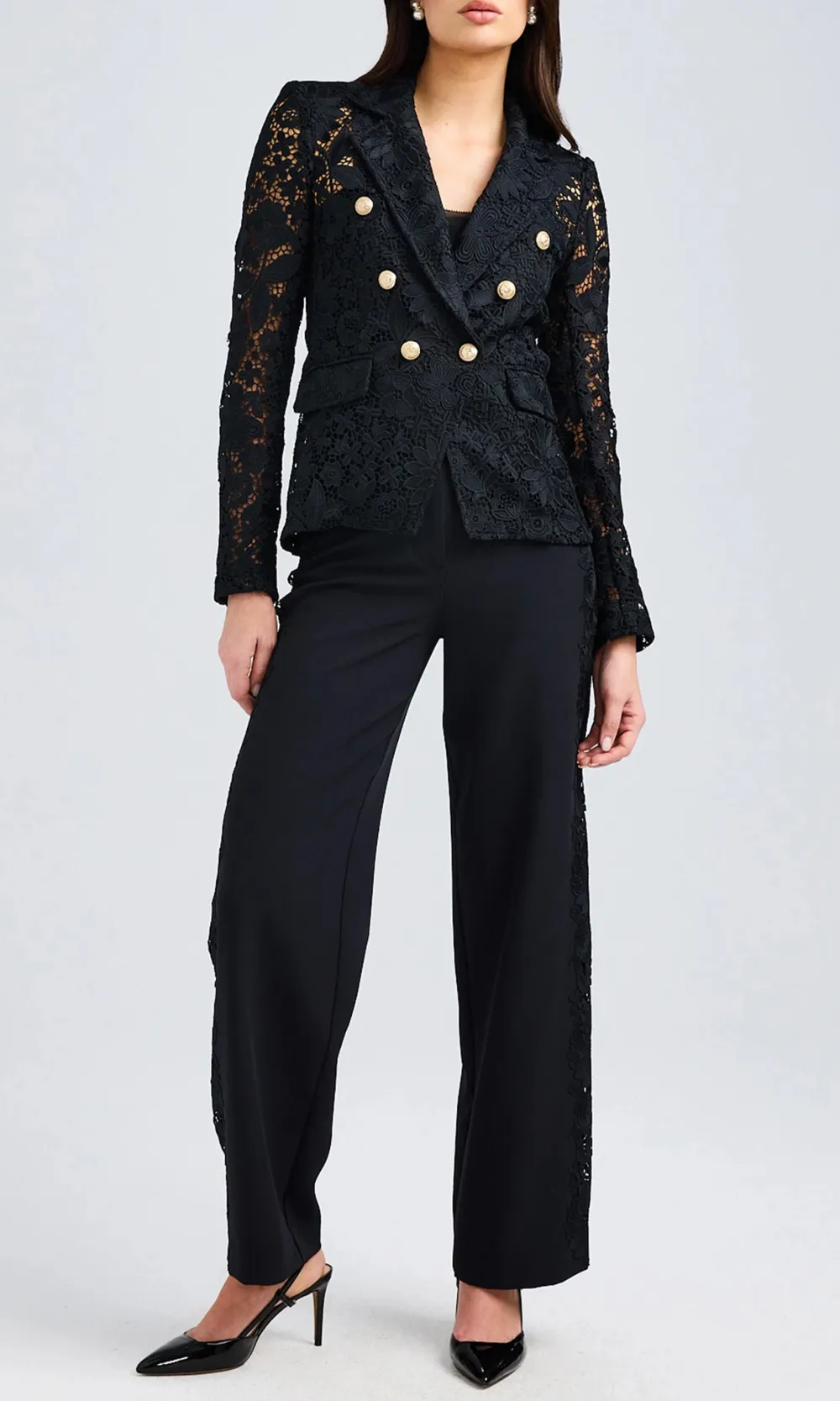 Buttoned Lapel Tweed Blazer