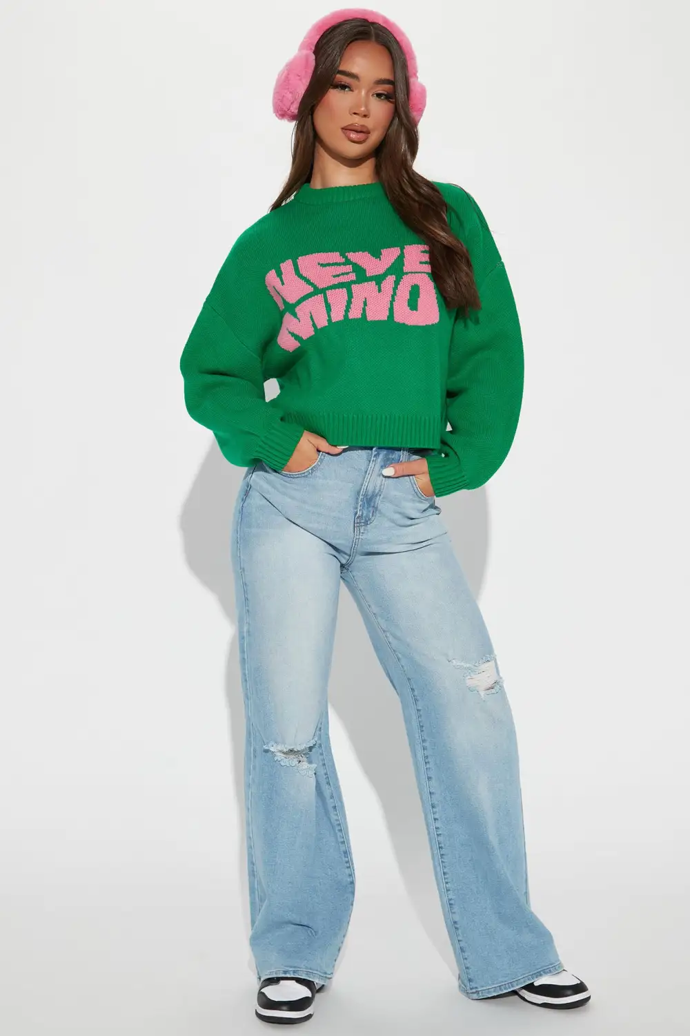 Never Mind Crewneck Sweater - Green/combo