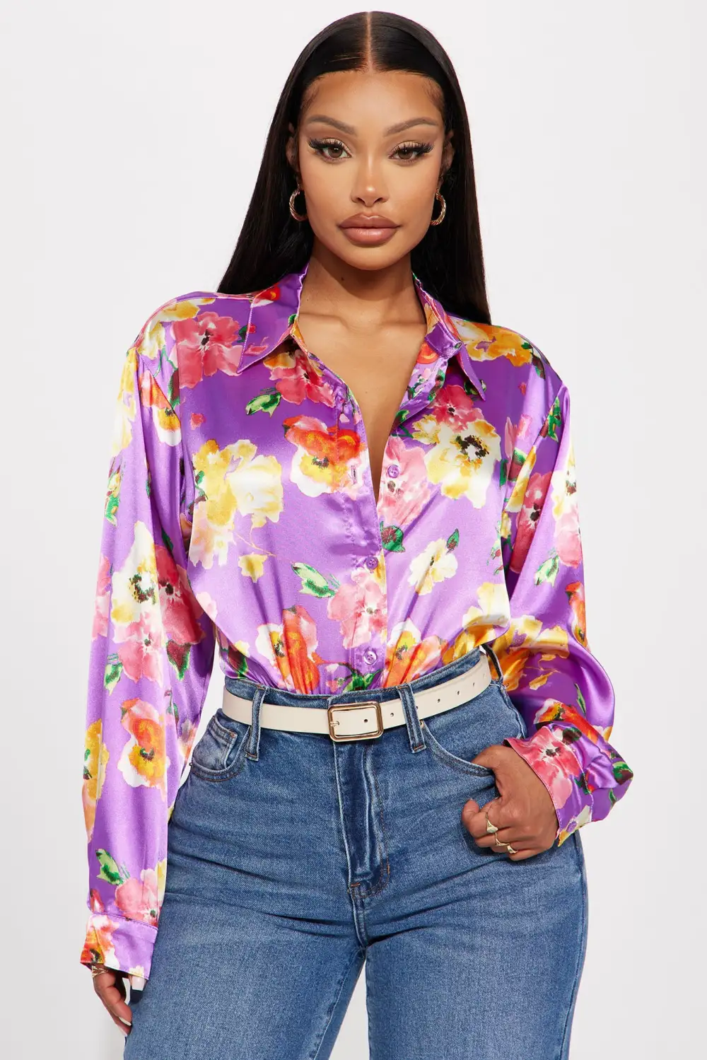 Growing Daily Satin Shirt - Purple