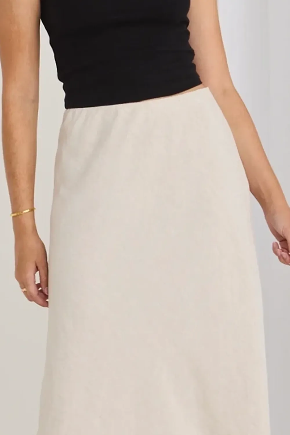 Natural Linen Floaty Bias Cut Maxi Skirt