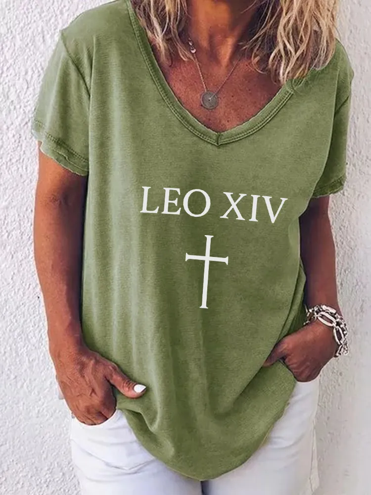 Women'S Pope Leo Xiv Round-Neck Short-Sleeved T-Shirt