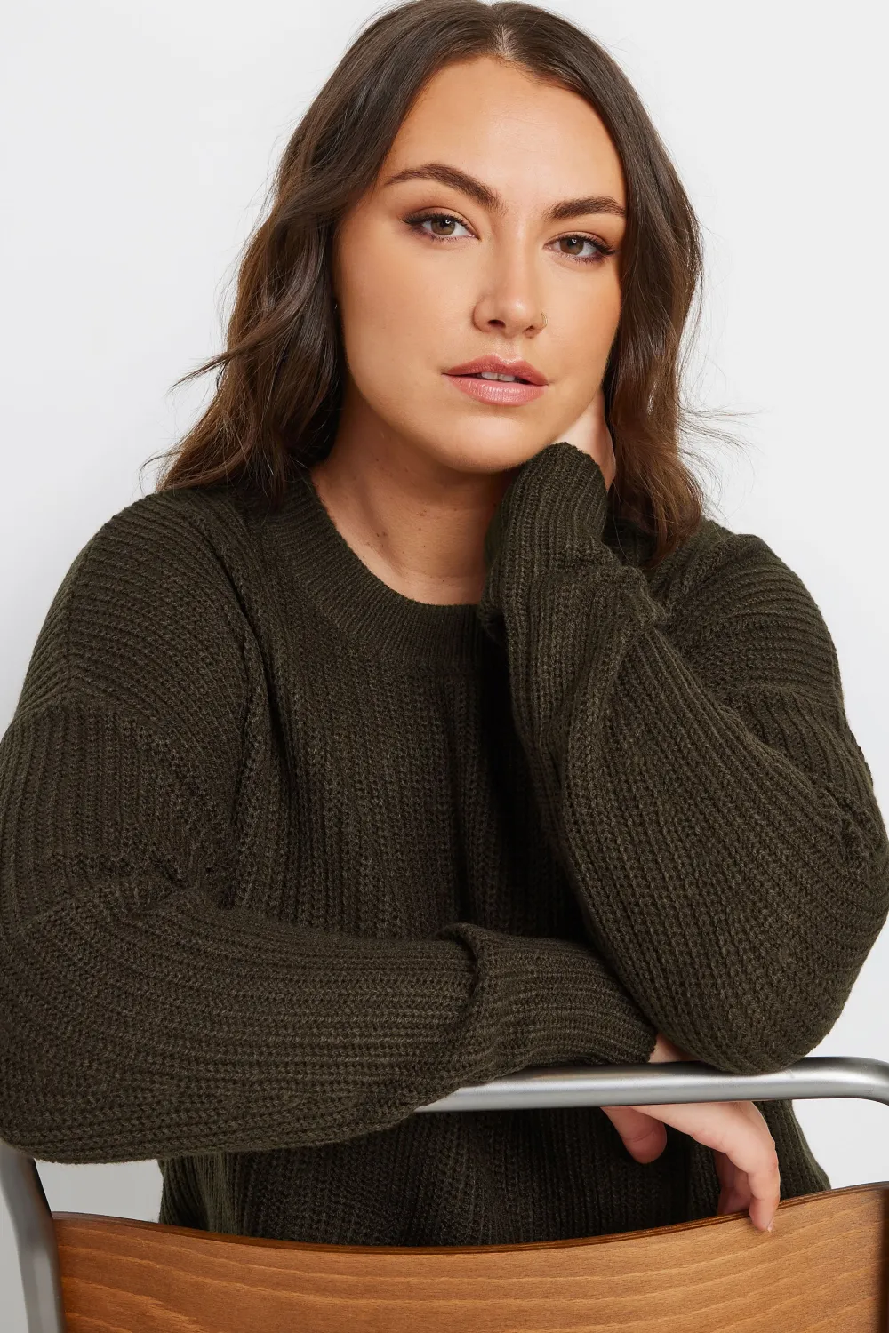 YOURS Curve Navy Blue Drop Shoulder Knitted Jumper