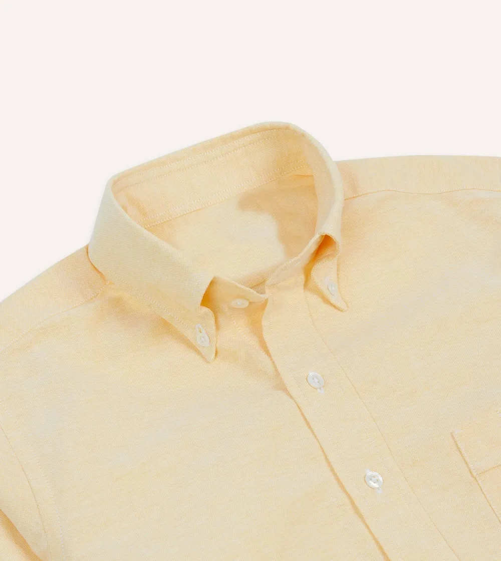 Yellow Button Front Cotton Oxford Cloth Button-Down Shirt