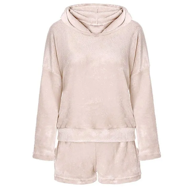 Women's Loungewear Fluffy Pajama Fuzzy Sweatsuit Sets 2 Pieces Animal Cat Warm Plush Comfort Home Street Daily Fleece Hoodie Long Sleeve Hoodie Shorts Elastic Waist Fall Winter Pink Navy Blue