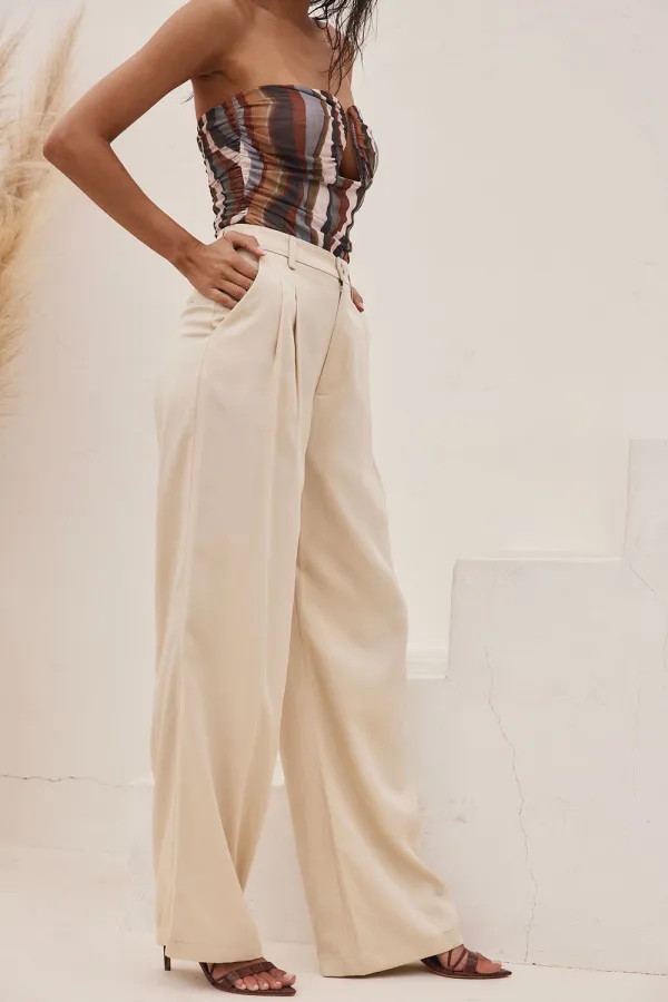 Cream Wide Leg Trousers