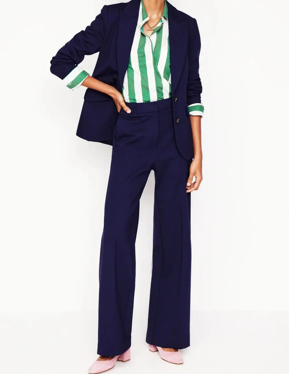 Rich Emerald Wide Stripe Cotton Shirt