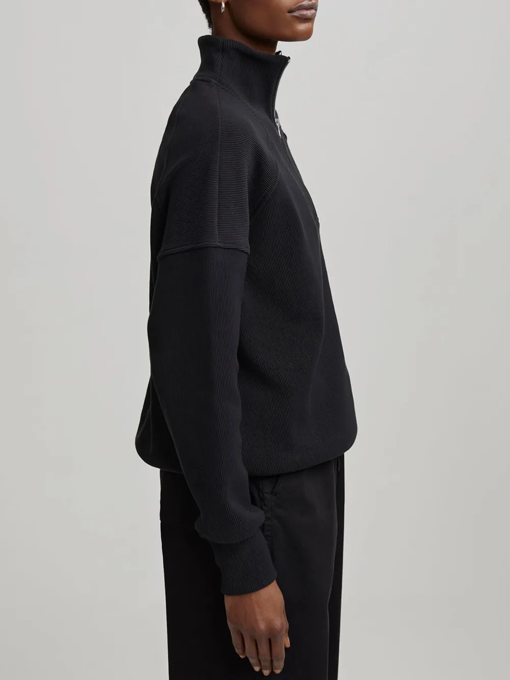 Modern Half-Zip Stand-Collar Waffle Sweatshirt