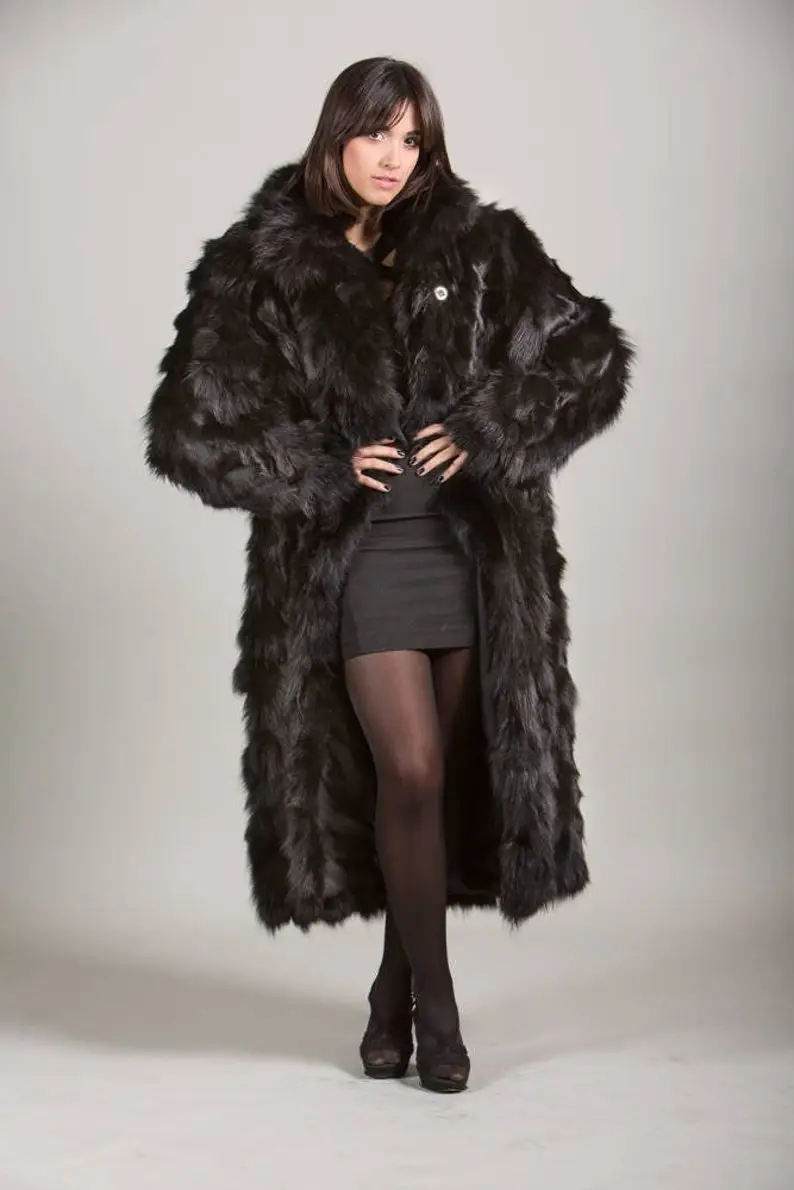 Black Fur Full Length Jacket