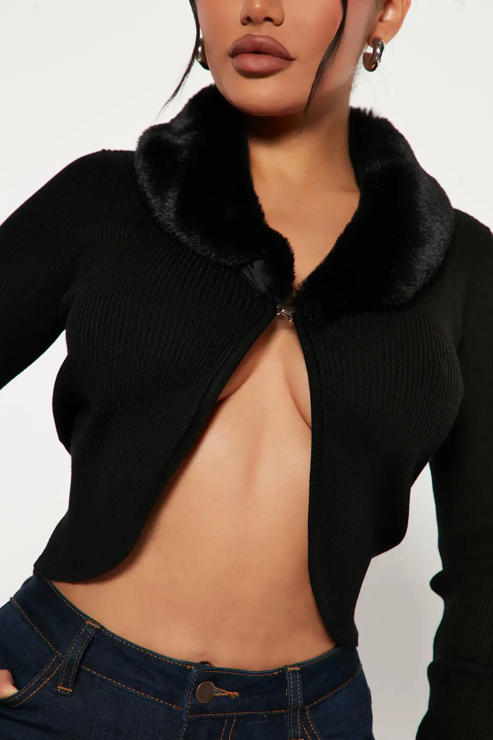 Be Fur Real Cardigan - Black