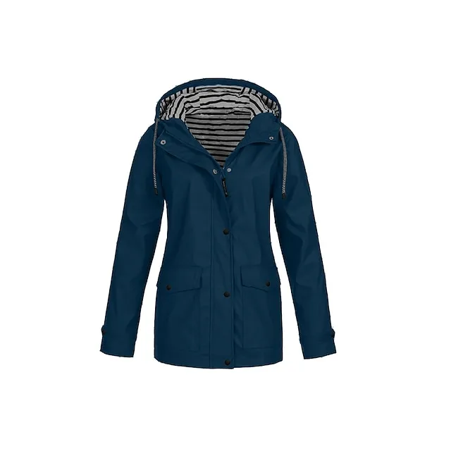 Women's Raincoat Waterproof Jacket Winter Windproof Trench Coat Fall Outdoor Hiking Jacket Winter Coat Zip up Hooded Jacket with Pocket Warm Outerwear Long Sleeve Pink Yellow White Gray