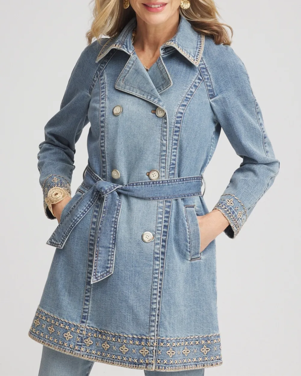 Blue Belted Denim Jacket