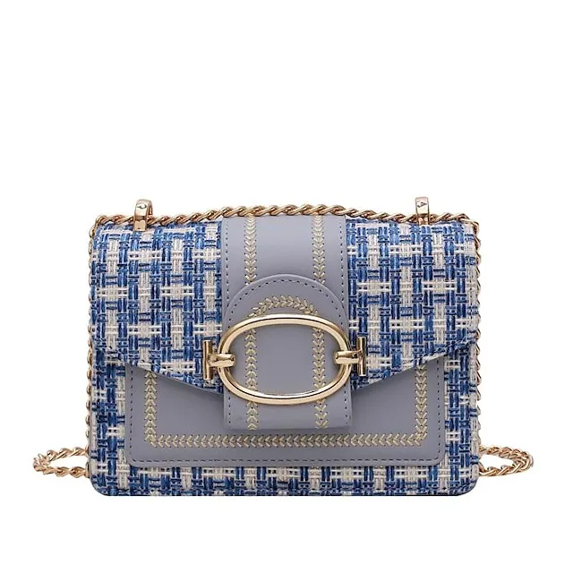 Women's Crossbody Bag Shoulder Bag Mobile Phone Bag PU Leather Cotton Party Outdoor Buttons Adjustable Large Capacity Durable Patchwork Black White Blue