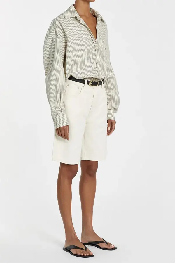 CREAM BERMUDA DENIM SHORT