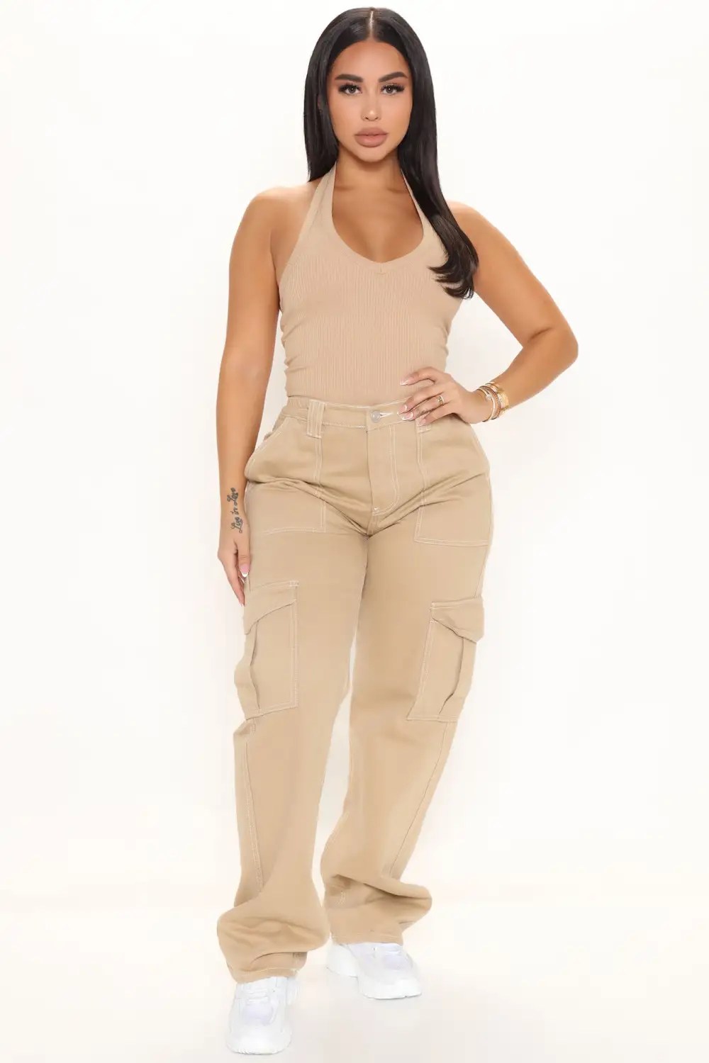 The New Me Halter Bodysuit - Khaki