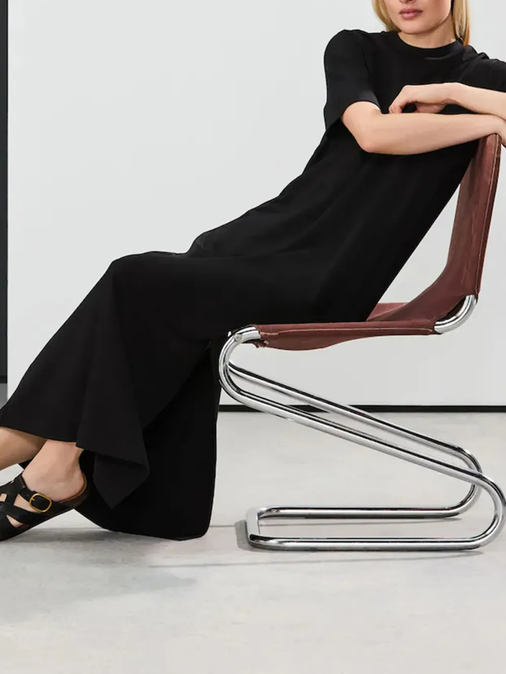 Casual Versatile Solid Color Crew Neck T-Shirt Dress